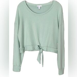 Beyond Yoga Seafoam Crop Tie-Front Sweater